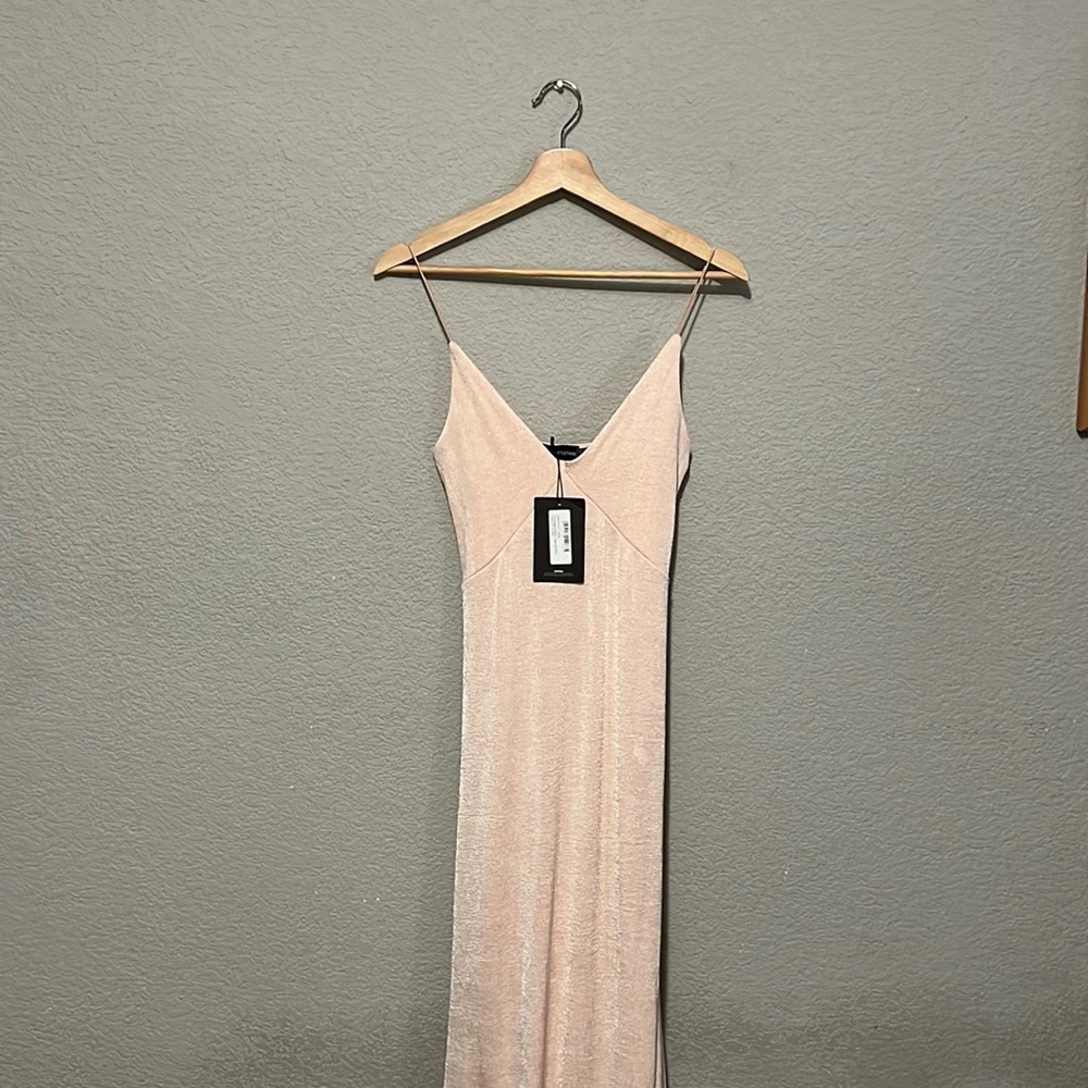 Pink champagne maxi dress. Never worn with tags.